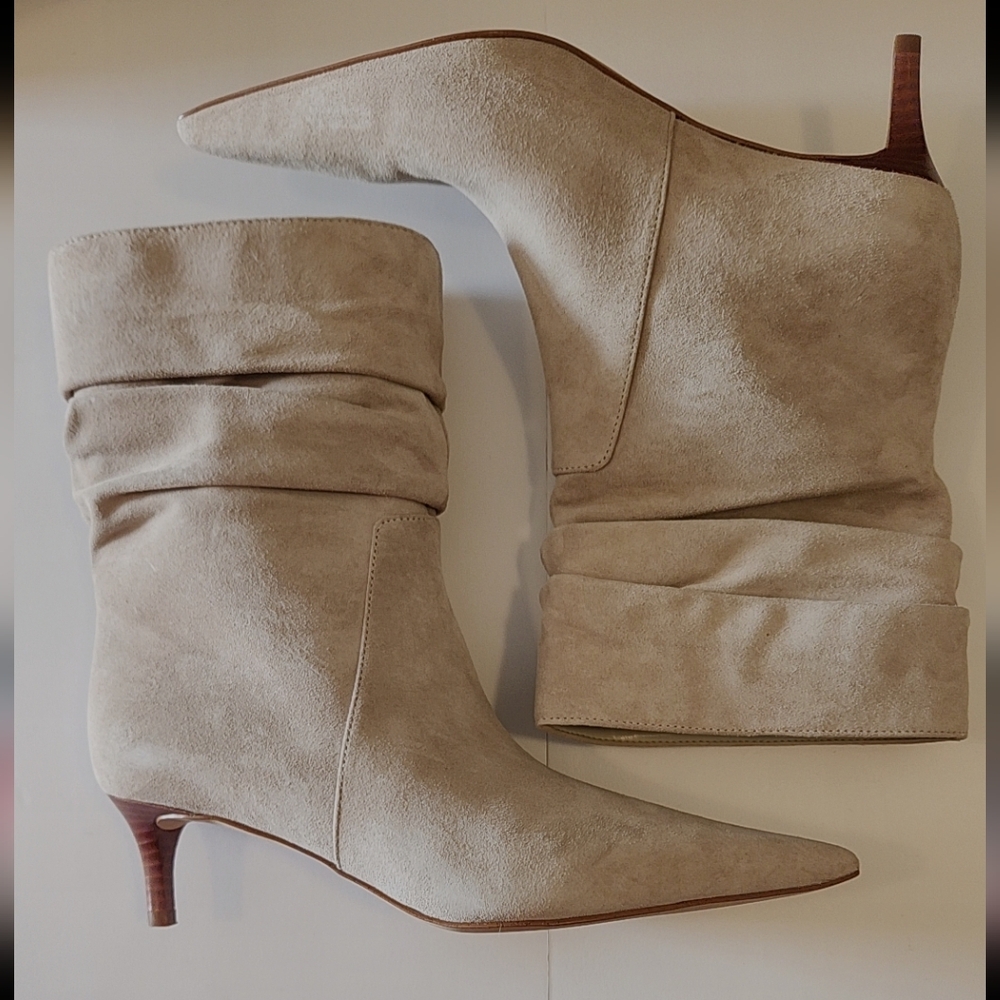 Michael Kors Beige Suede Kitten Heeled Boots